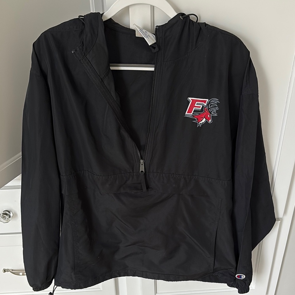 Fairfield University Champion Black Pullover rain jacket